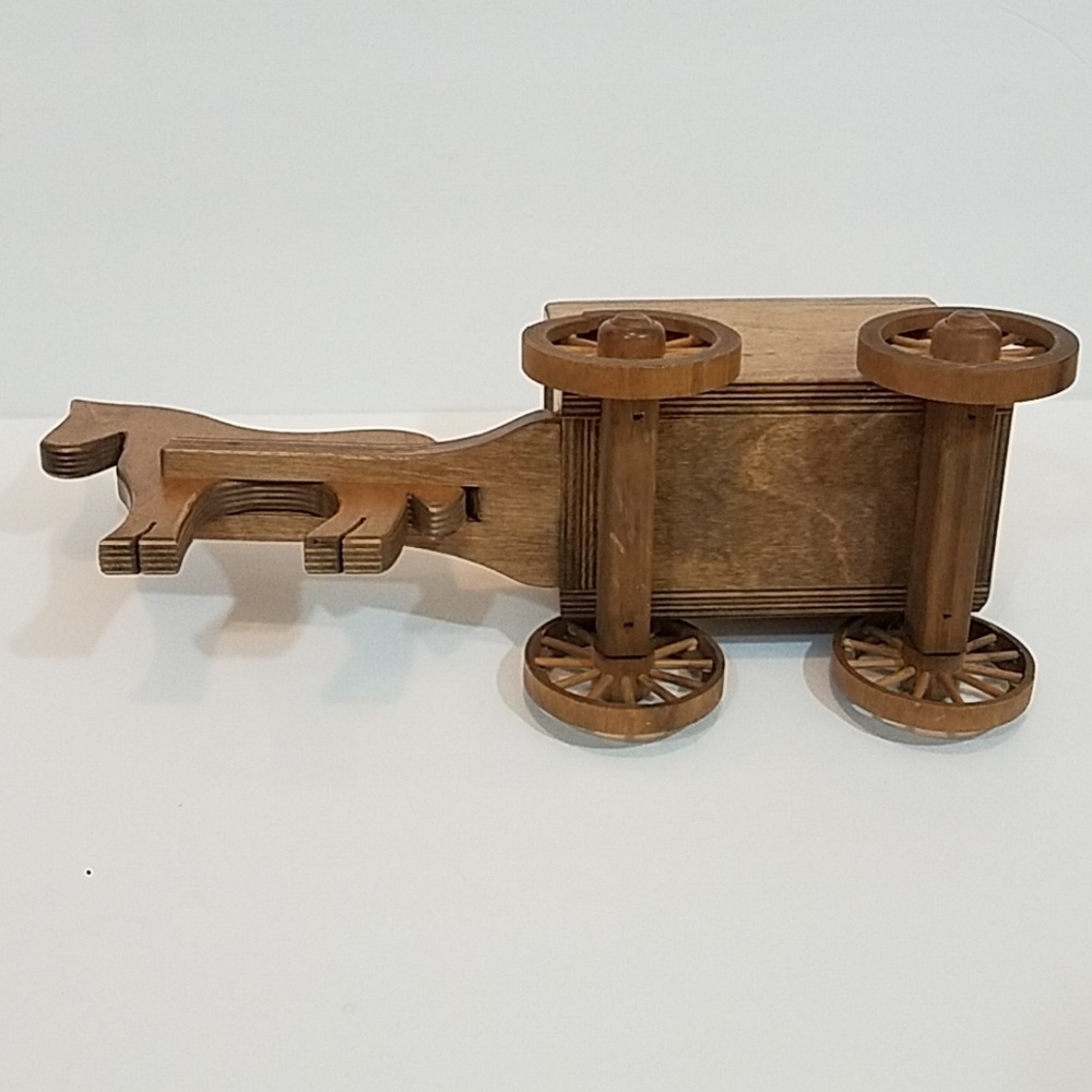 Amish Wooden Buggy with Horse Cart - Picture 4 of 7